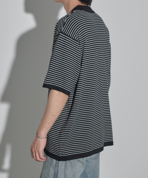 MERLOT(メルロー)の「ボーダー/サイドライン サマーニットポロ(ポロシャツ・メンズ・ブラック/ブルー・FREE)」の18枚目の写真