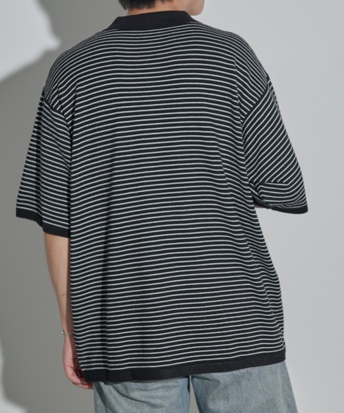 MERLOT(メルロー)の「ボーダー/サイドライン サマーニットポロ(ポロシャツ・メンズ・ブラック/ブルー・FREE)」の20枚目の写真