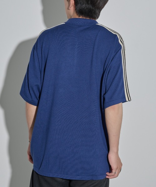 MERLOT(メルロー)の「ボーダー/サイドライン サマーニットポロ(ポロシャツ・メンズ・ブラック/ブルー・FREE)」の5枚目の写真