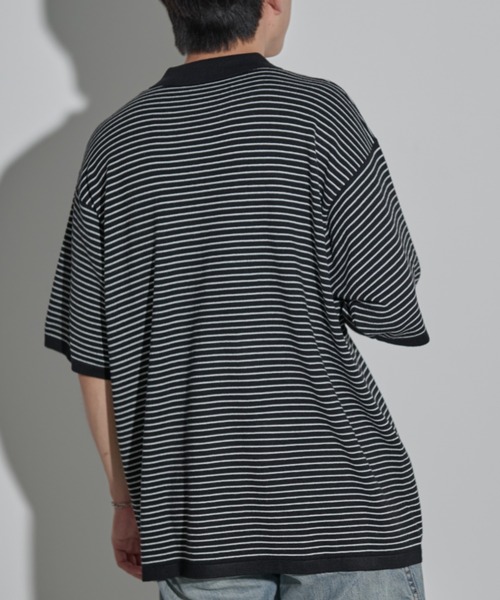 MERLOT(メルロー)の「ボーダー/サイドライン サマーニットポロ(ポロシャツ・メンズ・ブラック/ブルー・FREE)」の19枚目の写真