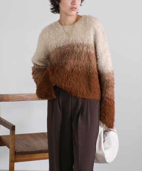 the toe シャギーニット　ブラウン Westminster Shaggy Cardigan – THE TOÉ