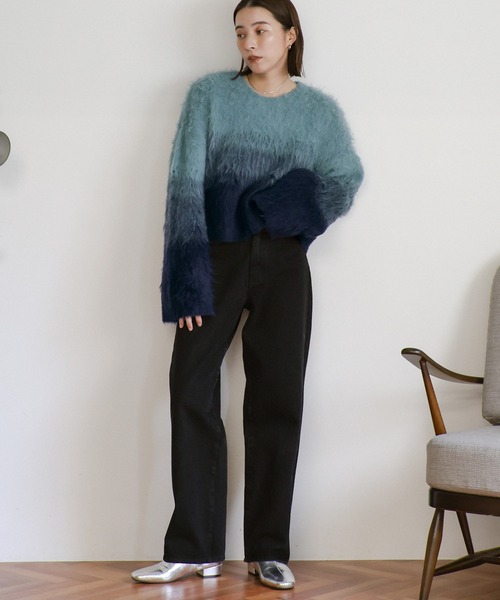 ニット セーター ツートーンシャギーニット レディース select MOCA ニット セーター ツートーンシャギーニット