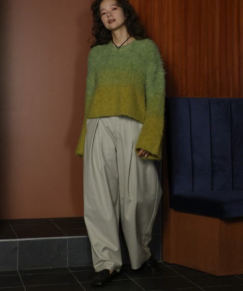 select MOCA（セレクトモカ）の「ツートーンシャギーニット（ニット/セーター・レディース・イエロー/ブラック/ブルー/ブラウン・FREE）」の9枚目の写真