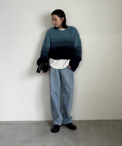 ニット セーター ツートーンシャギーニット レディース select MOCA ニット セーター ツートーンシャギーニット