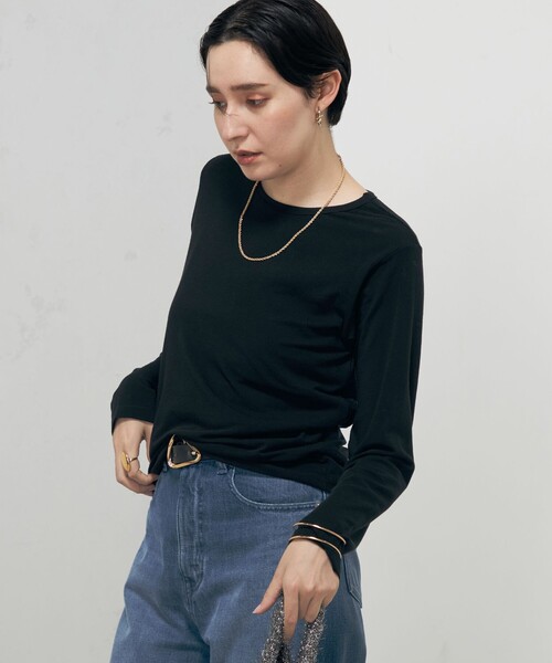 Rie Miller(リエミラー)の「シアーストレッチロンT(Tシャツ/カットソー・レディース・ブラック/ホワイト・38)」の1枚目の写真
