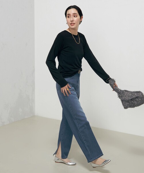 Rie Miller(リエミラー)の「シアーストレッチロンT(Tシャツ/カットソー・レディース・ブラック/ホワイト・38)」の6枚目の写真