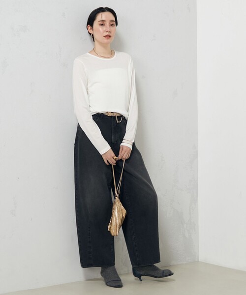 Rie Miller(リエミラー)の「シアーストレッチロンT(Tシャツ/カットソー・レディース・ブラック/ホワイト・38)」の18枚目の写真
