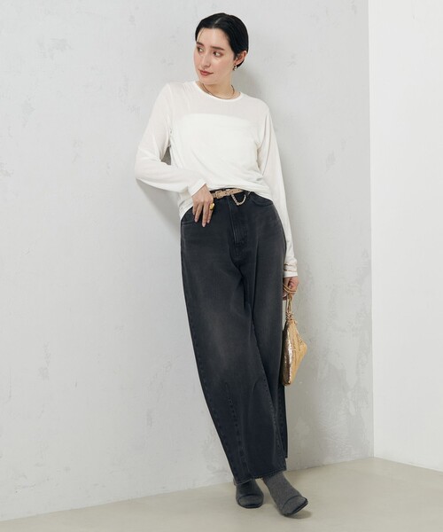 Rie Miller(リエミラー)の「シアーストレッチロンT(Tシャツ/カットソー・レディース・ブラック/ホワイト・38)」の20枚目の写真