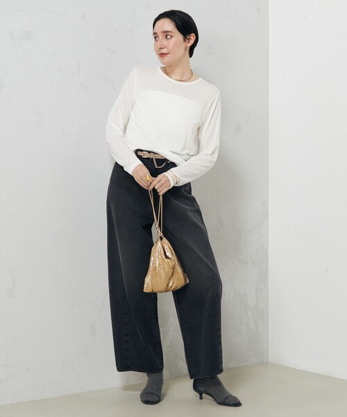Rie Miller(リエミラー)の「シアーストレッチロンT(Tシャツ/カットソー・レディース・ブラック/ホワイト・38)」の22枚目の写真