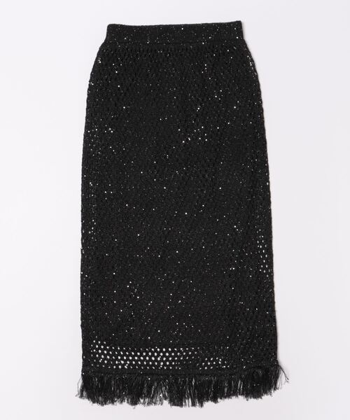 wee9s(ウィークス)の「spangle mesh knit skirt / スパンコールニットスカート(スカート・レディース・ブラック・FREE)」の2枚目の写真
