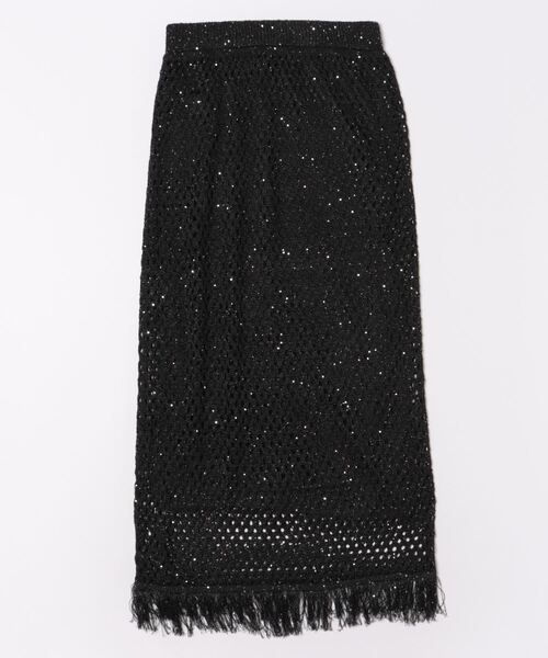 wee9s(ウィークス)の「spangle mesh knit skirt / スパンコールニットスカート(スカート・レディース・ブラック・FREE)」の3枚目の写真