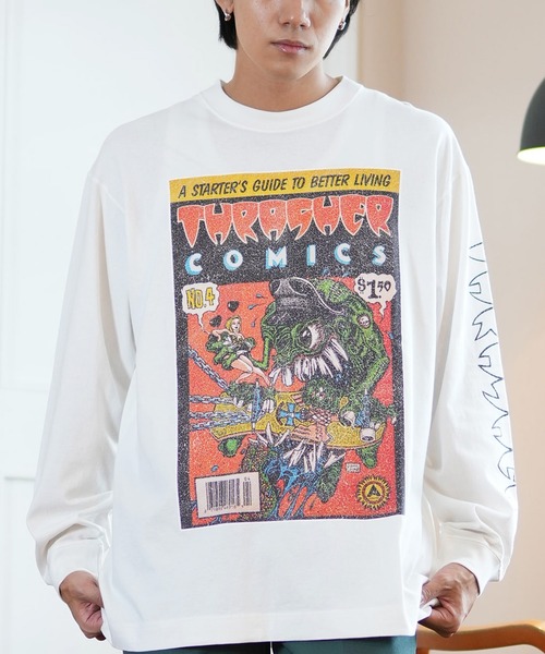 THRASHER(スラッシャー)の「【ムラサキスポーツ限定】THRASHER/スラッシャー ロンT/長袖Tシャツ ピグメント加工 ビックシルエット 243TH1LT013/243TH1LT014/243TH1LT015(Tシャツ/カットソー・メンズ・ブラック系その他2/ブラック系その他/ホワイト系その他2/ブラック系その他3/ホワイト系その他/ホワイト系その他3・M/L/XL)」の1枚目の写真