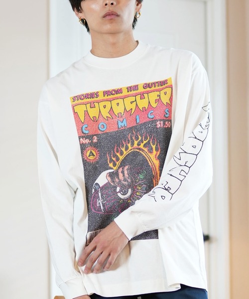THRASHER(スラッシャー)の「【ムラサキスポーツ限定】THRASHER/スラッシャー ロンT/長袖Tシャツ ピグメント加工 ビックシルエット 243TH1LT013/243TH1LT014/243TH1LT015(Tシャツ/カットソー・メンズ・ブラック系その他2/ブラック系その他/ホワイト系その他2/ブラック系その他3/ホワイト系その他/ホワイト系その他3・M/L/XL)」の3枚目の写真