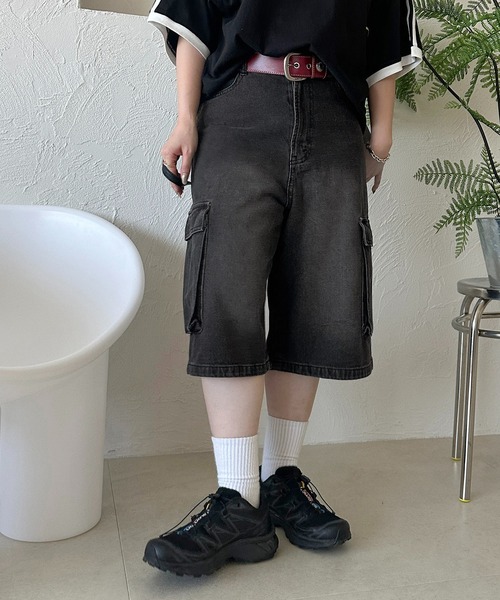 apres jour mignon（アプレジュールミニョン）の「ユニセックスカーゴデニムハーフパンツ【ZOZOTOWN限定アイテム】（デニムパンツ・レディース・インディゴブルー/ブラック/ブルー系その他・LARGE/MEDIUM/SMALL/X-LARGE）」の15枚目の写真