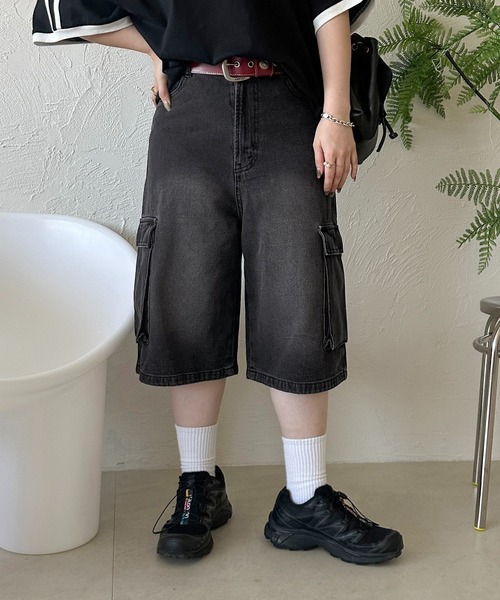 apres jour mignon（アプレジュールミニョン）の「ユニセックスカーゴデニムハーフパンツ【ZOZOTOWN限定アイテム】（デニムパンツ・レディース・インディゴブルー/ブラック/ブルー系その他・LARGE/MEDIUM/SMALL/X-LARGE）」の17枚目の写真