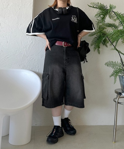 apres jour mignon（アプレジュールミニョン）の「ユニセックスカーゴデニムハーフパンツ【ZOZOTOWN限定アイテム】（デニムパンツ・レディース・インディゴブルー/ブラック/ブルー系その他・LARGE/MEDIUM/SMALL/X-LARGE）」の19枚目の写真