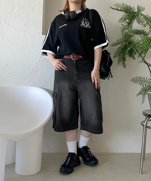 apres jour mignon（アプレジュールミニョン）の「ユニセックスカーゴデニムハーフパンツ【ZOZOTOWN限定アイテム】（デニムパンツ・レディース・インディゴブルー/ブラック/ブルー系その他・LARGE/MEDIUM/SMALL/X-LARGE）」の20枚目の写真