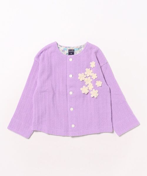 HAKKA KIDS(ハッカキッズ)の「フラワーモチーフニットソーカーディガン(カーディガン/ボレロ・キッズ・ピンク/オフホワイト・100cm/110cm/120cm/130cm)」の4枚目の写真