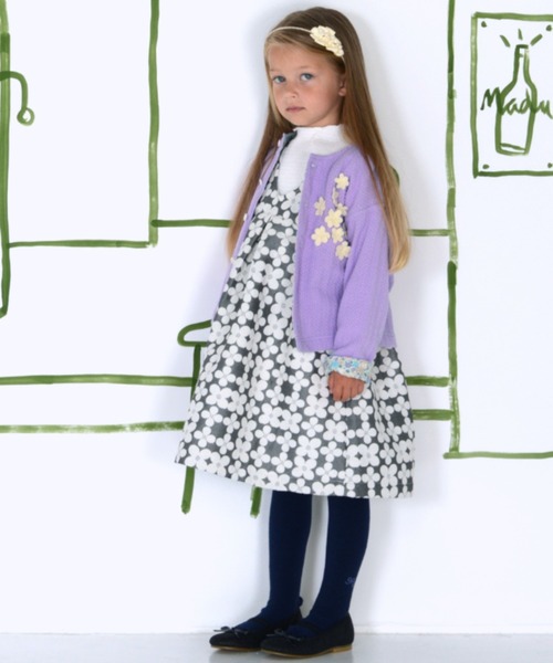 HAKKA KIDS(ハッカキッズ)の「フラワーモチーフニットソーカーディガン(カーディガン/ボレロ・キッズ・ピンク/オフホワイト・100cm/110cm/120cm/130cm)」の6枚目の写真