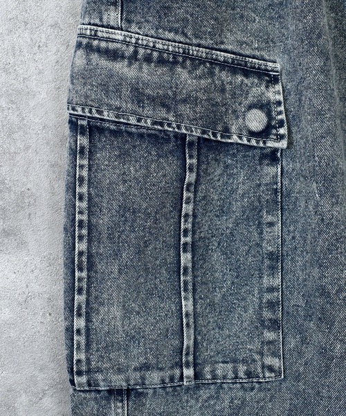vintage like loose fit denim cargo pants/ヴィンテージ ライク ルーズフィット デニム カーゴパンツ（カーゴパンツ）｜Anytime Songs（エニータイムソングス）