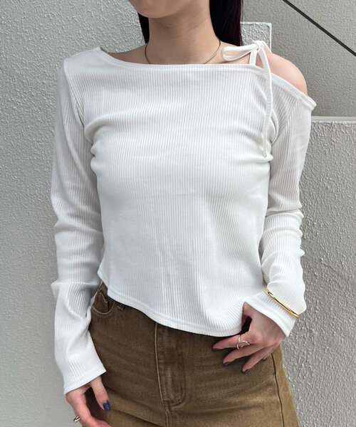 mline（エムライン）の「【3色展開】[mline]ショルダーリボンT（Tシャツ/カットソー・レディース・オフホワイト/グレー/レッド・FREE）」の19枚目の写真