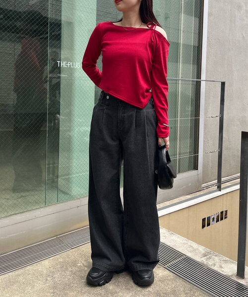 mline（エムライン）の「【3色展開】[mline]ショルダーリボンT（Tシャツ/カットソー・レディース・オフホワイト/グレー/レッド・FREE）」の6枚目の写真