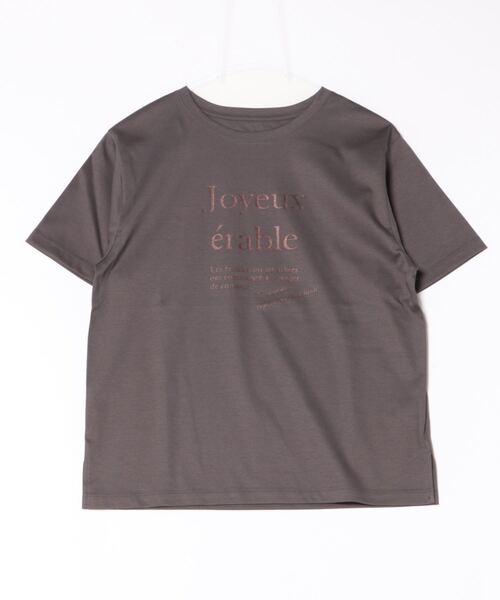 STRAWBERRY-FIELDS（ストロベリーフィールズ）の「JoyeuxラメロゴプリントTシャツ（Tシャツ/カットソー・レディース・オフホワイト/チャコールグレー・2）」の12枚目の写真