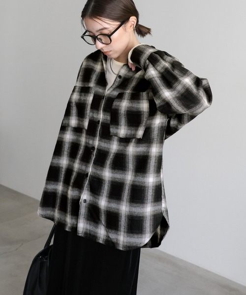 BOTTER/チェックロングブラウス select MOCA（セレクトモカ）の「チェックロングシャツ（シャツ