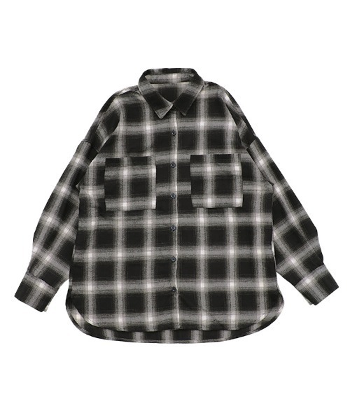 select MOCA(セレクトモカ)の「チェックロングシャツ(シャツ/ブラウス・レディース・アイボリー/ブラウン/ブラック/グレー・FREE)」の7枚目の写真