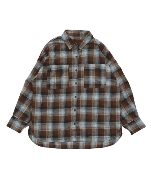 select MOCA(セレクトモカ)の「チェックロングシャツ(シャツ/ブラウス・レディース・アイボリー/ブラウン/ブラック/グレー・FREE)」の6枚目の写真
