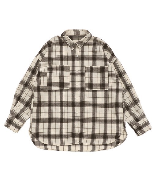 select MOCA(セレクトモカ)の「チェックロングシャツ(シャツ/ブラウス・レディース・アイボリー/ブラウン/ブラック/グレー・FREE)」の8枚目の写真