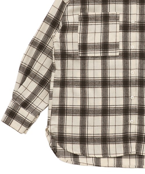 select MOCA(セレクトモカ)の「チェックロングシャツ(シャツ/ブラウス・レディース・アイボリー/ブラウン/ブラック/グレー・FREE)」の11枚目の写真
