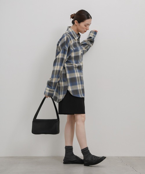 select MOCA(セレクトモカ)の「チェックロングシャツ(シャツ/ブラウス・レディース・アイボリー/ブラウン/ブラック/グレー・FREE)」の19枚目の写真