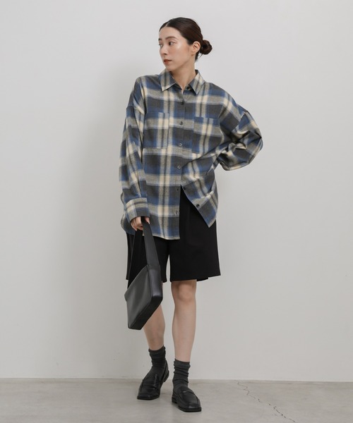 select MOCA(セレクトモカ)の「チェックロングシャツ(シャツ/ブラウス・レディース・アイボリー/ブラウン/ブラック/グレー・FREE)」の20枚目の写真