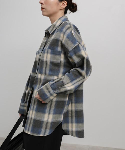 select MOCA(セレクトモカ)の「チェックロングシャツ(シャツ/ブラウス・レディース・アイボリー/ブラウン/ブラック/グレー・FREE)」の18枚目の写真