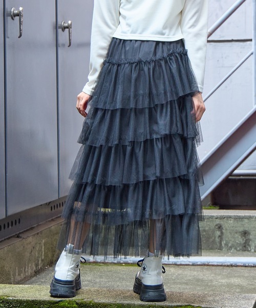 セール】ティアードチュールスカート（140㎝～160㎝）（スカート