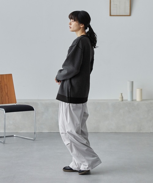 MONO-MART(モノマート)の「リバーシブルダブルフェイスリンキングニット(ニット/セーター・レディース・ブラック/ダークネイビー/ダークグレー/ブラウン/アイボリー・L/M)」の12枚目の写真
