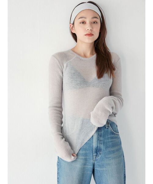 Ungrid（アングリッド）の「シアーフィットニット（ニット/セーター・レディース・アイボリー/ライトグレー/ブラック/ブルー/パープル・FREE）」の6枚目の写真