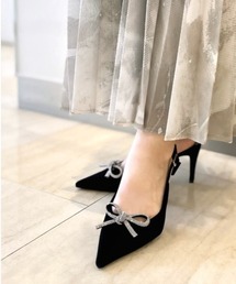 R&E | 【24AW新作】【R&E】ビジューリボンバックベルトヒールパンプス(パンプス)