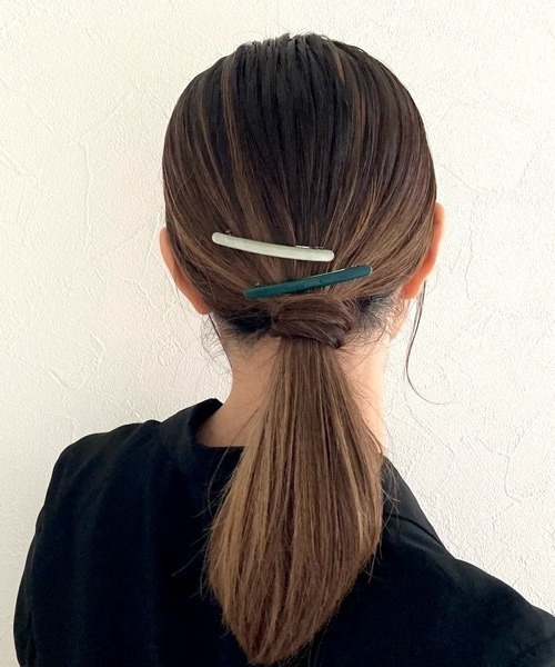 tone(トーン)の「【KuKuLu TOKYO】スリムミニバレッタ2本セット(バレッタ/ヘアクリップ・レディース・ブラック/ブラウン/グリーン/ベージュ・FREE)」の4枚目の写真