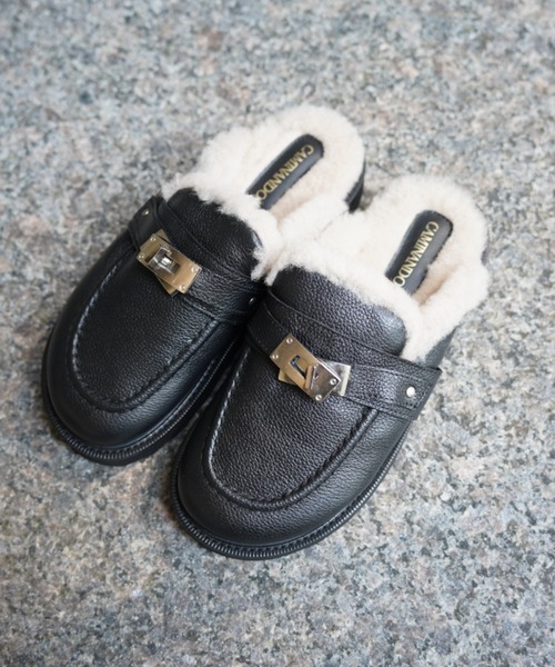 CAMINANDO（カミナンド）の「CAMINANDO(カミナンド) SHEARING BUCKLE（ローファー・レディース・ブラック/ホワイト系2・38/36/37）」の2枚目の写真