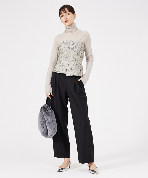 qualite（カリテ）の「【セットアップ対応可能】ツイードビスチェ（キャミソール・レディース・ブラック・フリー）」の4枚目の写真