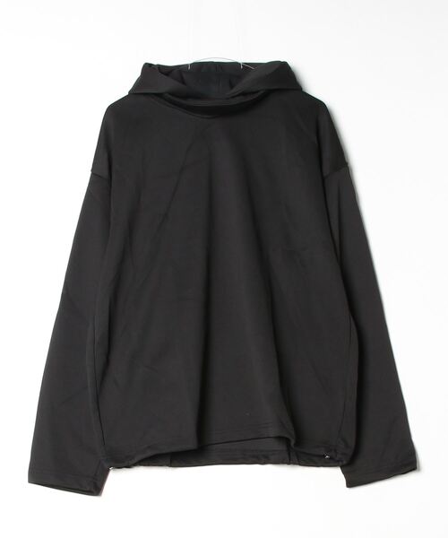 新品✩overE 前開きコンパクトパーカー 96ブラック ポケット付き セール】春服 脱着ボリュームハイネック 裾ドローコード絞れる