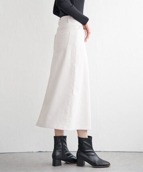 ikka（イッカ）の「ボンディングロングスカート（スカート・レディース・ブラック/オフホワイト/ブルー系その他/ベージュ・S/M/L）」の11枚目の写真