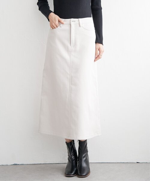 ikka（イッカ）の「ボンディングロングスカート（スカート・レディース・ブラック/オフホワイト/ブルー系その他/ベージュ・S/M/L）」の13枚目の写真