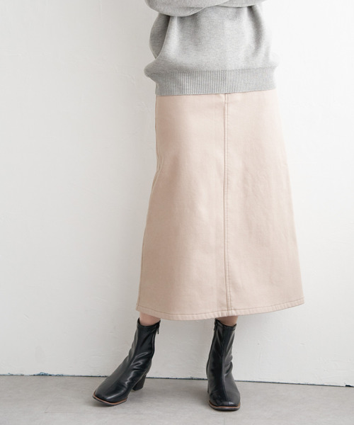 ikka（イッカ）の「ボンディングロングスカート（スカート・レディース・ブラック/オフホワイト/ブルー系その他/ベージュ・S/M/L）」の3枚目の写真