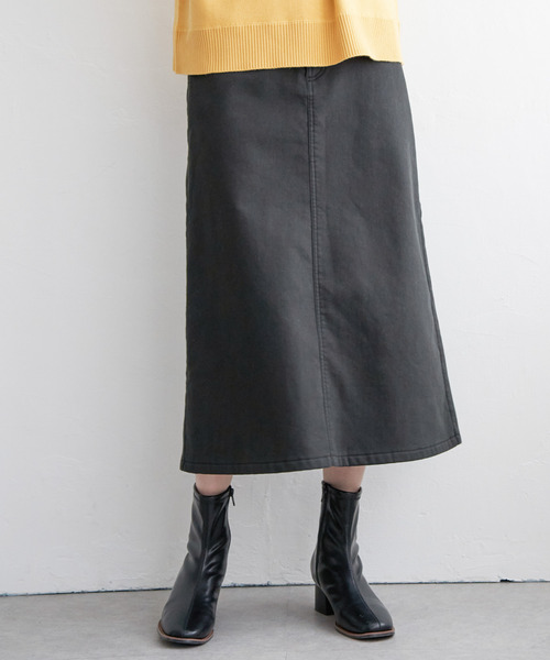 ikka（イッカ）の「ボンディングロングスカート（スカート・レディース・ブラック/オフホワイト/ブルー系その他/ベージュ・S/M/L）」の10枚目の写真