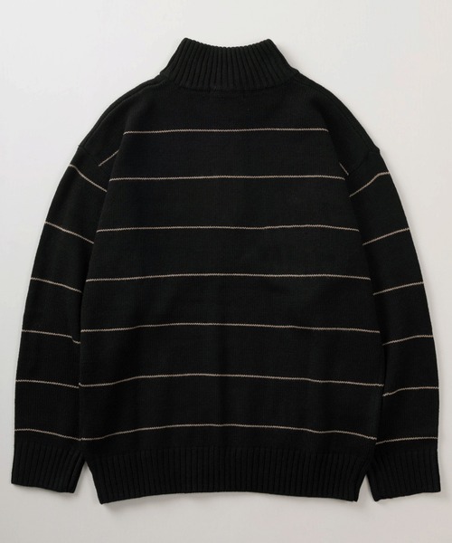 BEVERLY HILLS POLO CLUB（ビバリーヒルズポロクラブ）の「【BEVERLY HILLS POLO CLUB/ビバリーヒルズポロクラブ】ワンポイントロゴ刺繍＆フェイクレザー ジップタグデザイン ハーフジップ長袖ニット/オーバーサイズ（ニット/セーター・メンズ・ブラック/ワイン/ブラック系その他/クリーム/モカ/ダークネイビー・XL/L/M）」の8枚目の写真