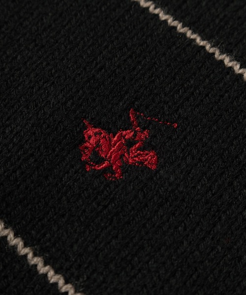 BEVERLY HILLS POLO CLUB（ビバリーヒルズポロクラブ）の「【BEVERLY HILLS POLO CLUB/ビバリーヒルズポロクラブ】ワンポイントロゴ刺繍＆フェイクレザー ジップタグデザイン ハーフジップ長袖ニット/オーバーサイズ（ニット/セーター・メンズ・ブラック/ワイン/ブラック系その他/クリーム/モカ/ダークネイビー・XL/L/M）」の11枚目の写真