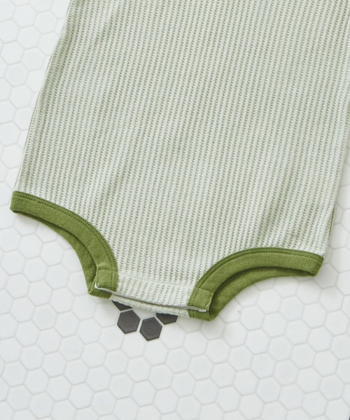 pairmanon（ペアマノン）の「ワッフル 配色ヘンリーネック ロンパース（ロンパース・キッズ・ピンク/ブルー/ブラウン/ベージュ/ミント・70/80）」の15枚目の写真